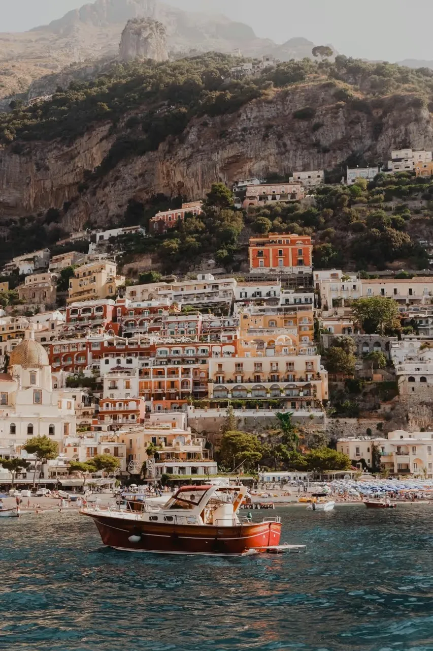 A hillside coastal village above the water